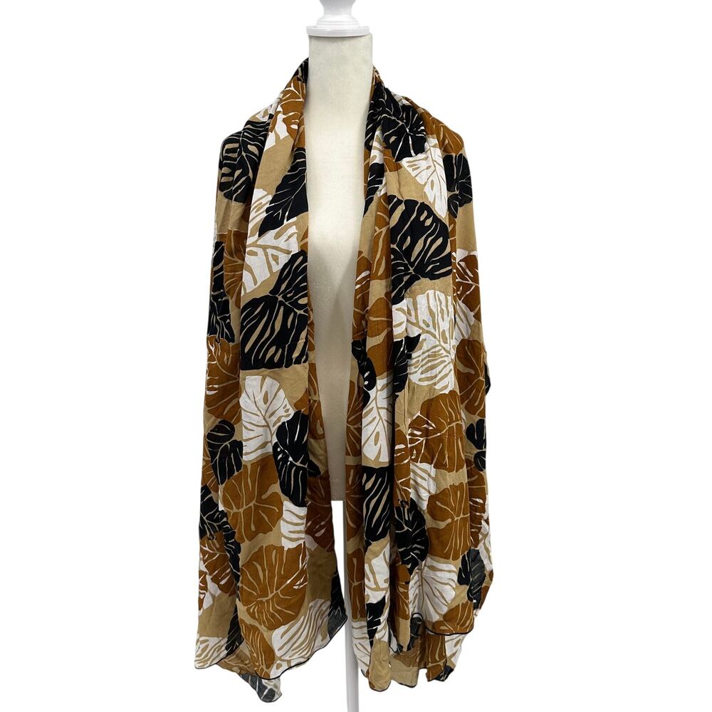 Casual Movements 4 Way Multiwear Scarf Wrap OS Brown Black Tropical Coastal Boho